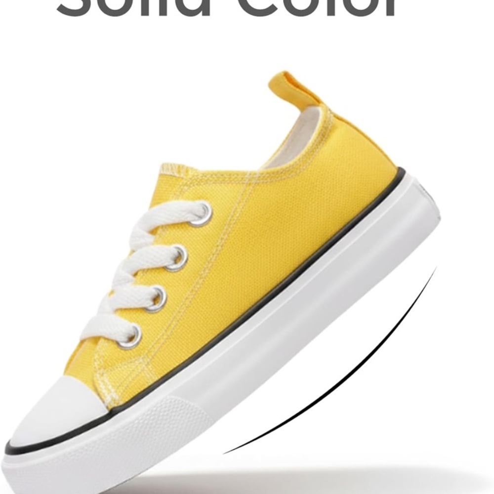 Yellow Kids Lace-Up  Canvas Sneakers - Picture 3 of 6